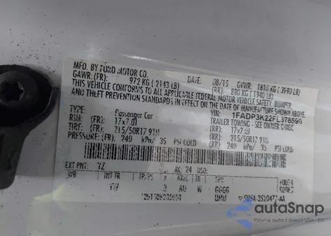 2015 Ford Focus Se z USA, uszkodzony, nr VIN 1FADP3K22FL378590